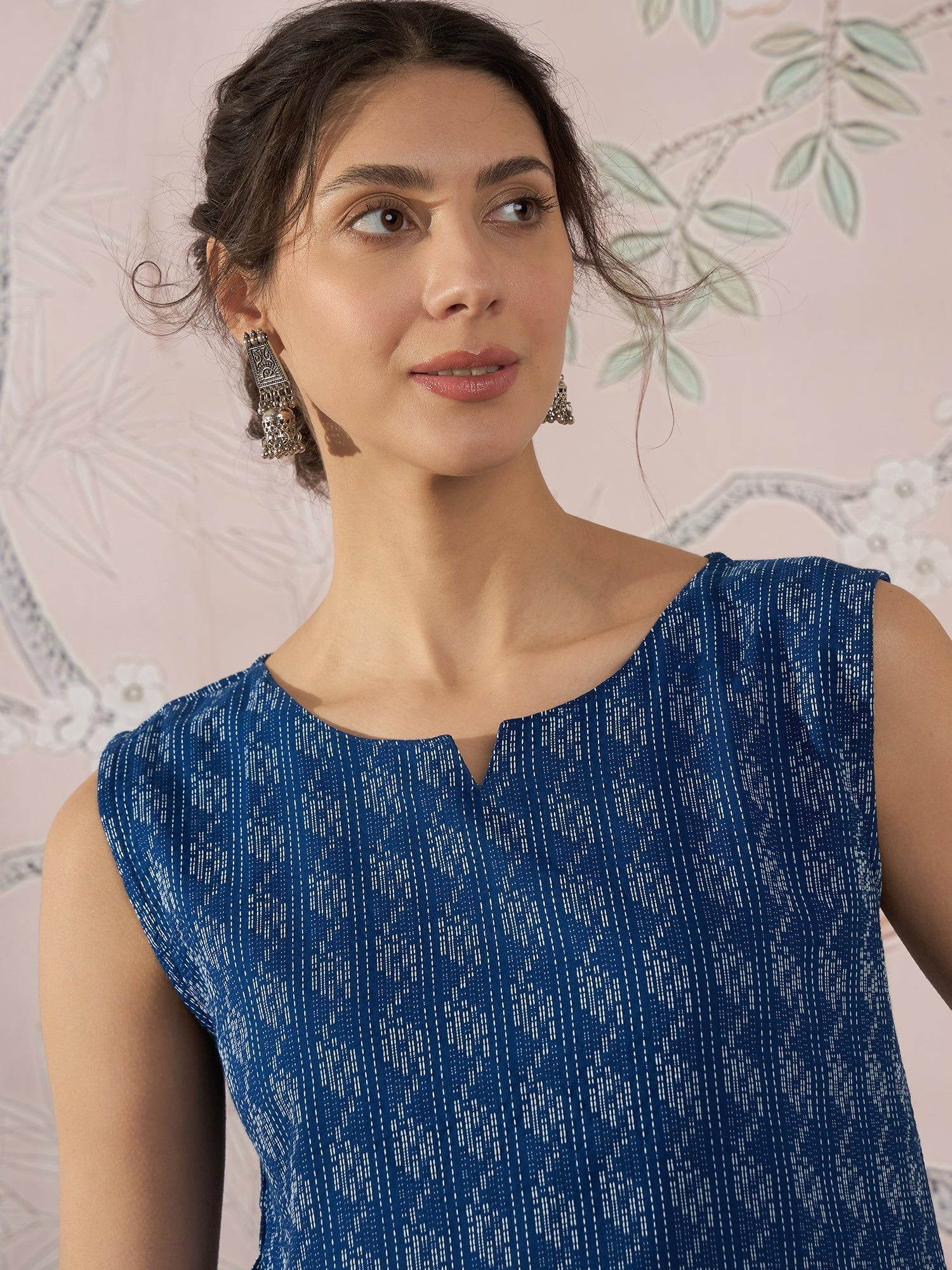 InWeave Blue Ikkat Kantha W/S Top - Swadesiicart