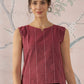 InWeave Maroon Striped Kantha W/S Top - Swadesiicart