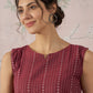 InWeave Maroon Striped Kantha W/S Top - Swadesiicart
