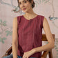 InWeave Maroon Striped Kantha W/S Top - Swadesiicart