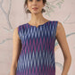 InWeave Purple Blue Ikkat Kantha W/S Top - Swadesiicart