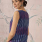 InWeave Purple Blue Ikkat Kantha W/S Top - Swadesiicart