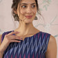 InWeave Purple Blue Ikkat Kantha W/S Top - Swadesiicart
