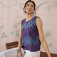 InWeave Purple Blue Ikkat Kantha W/S Top - Swadesiicart