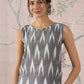 InWeave Grey Ikkat Kantha W/S Top - Swadesiicart