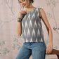 InWeave Grey Ikkat Kantha W/S Top - Swadesiicart