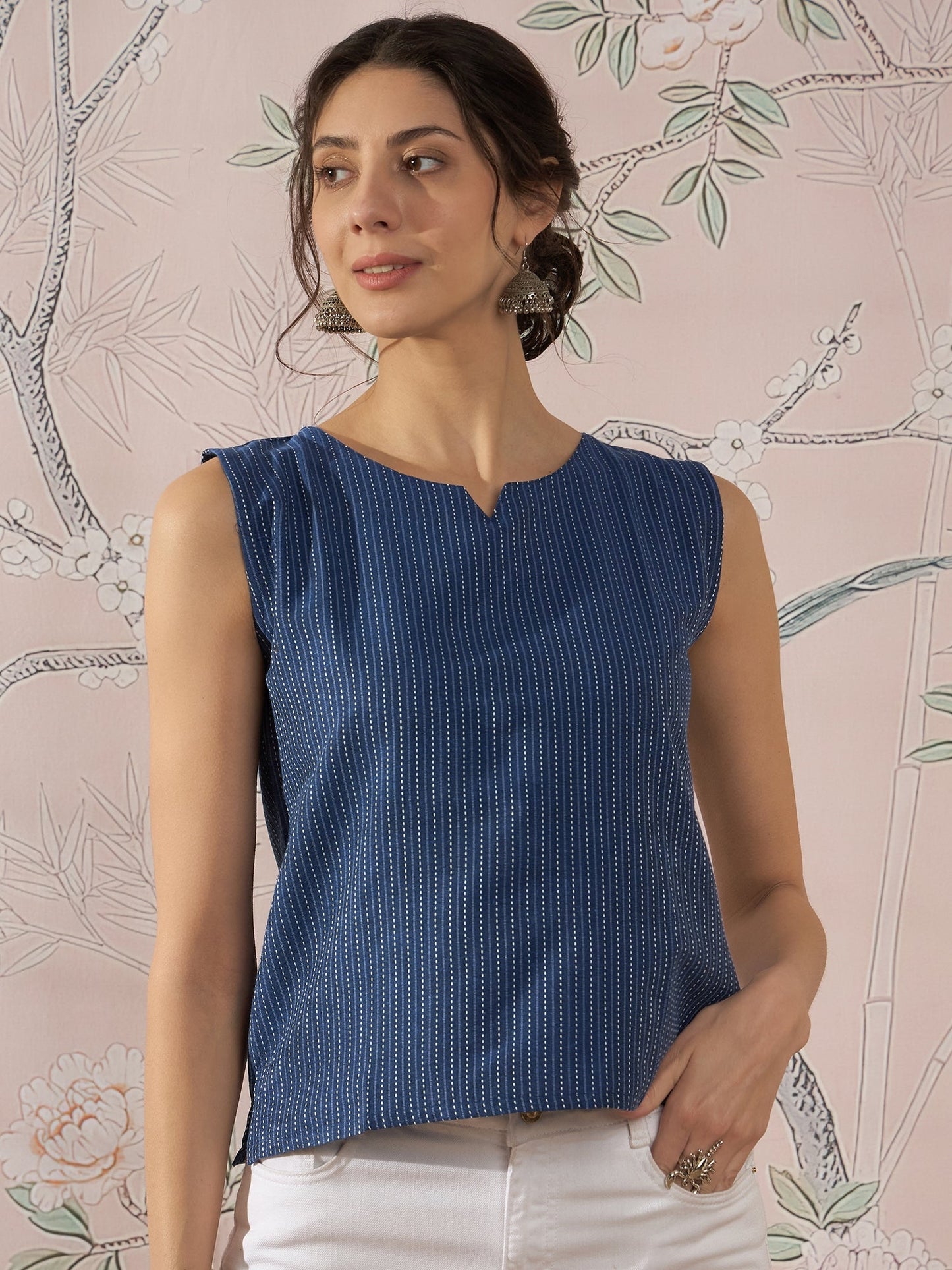 InWeave Blue Kantha W/S Top - Swadesiicart