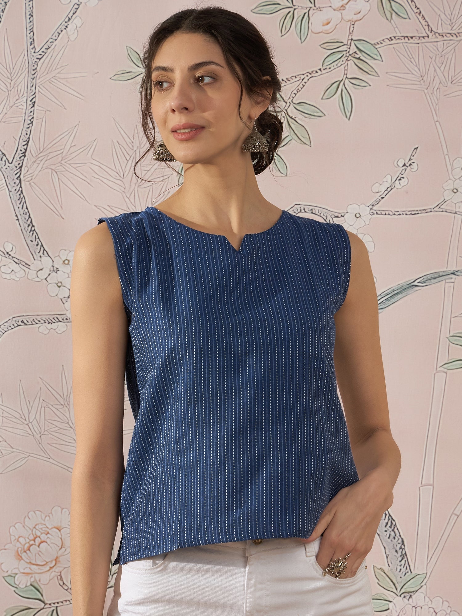 InWeave Blue Kantha W/S Top - Swadesiicart
