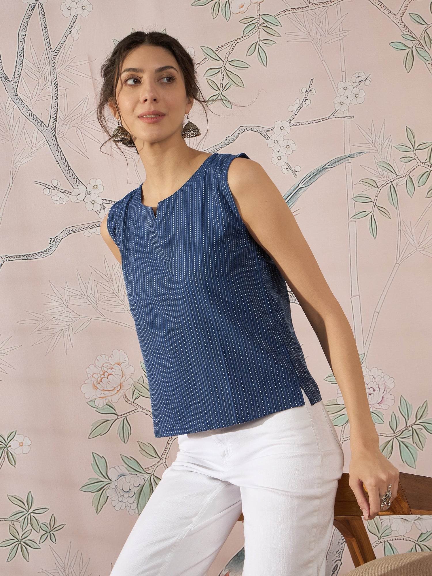 InWeave Blue Kantha W/S Top - Swadesiicart