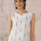InWeave White Blue Ikkat W/S Top - Swadesiicart
