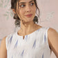 InWeave White Blue Ikkat W/S Top - Swadesiicart