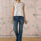 InWeave White Blue Ikkat W/S Top - Swadesiicart