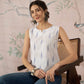 InWeave White Blue Ikkat W/S Top - Swadesiicart