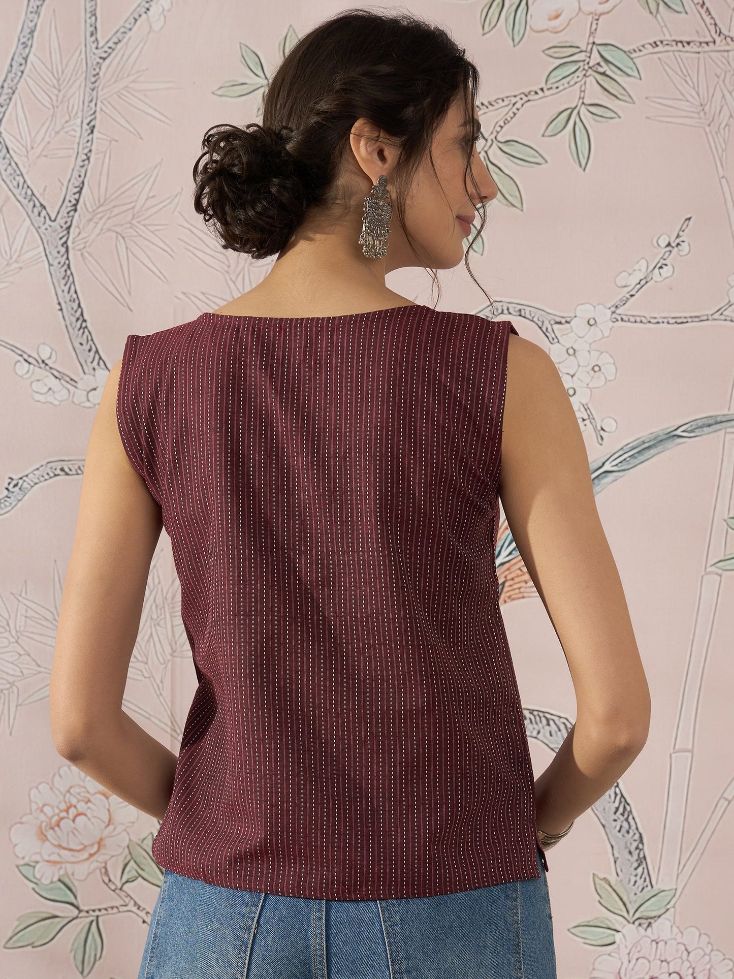 InWeave Wine Kantha W/S Top - Swadesiicart