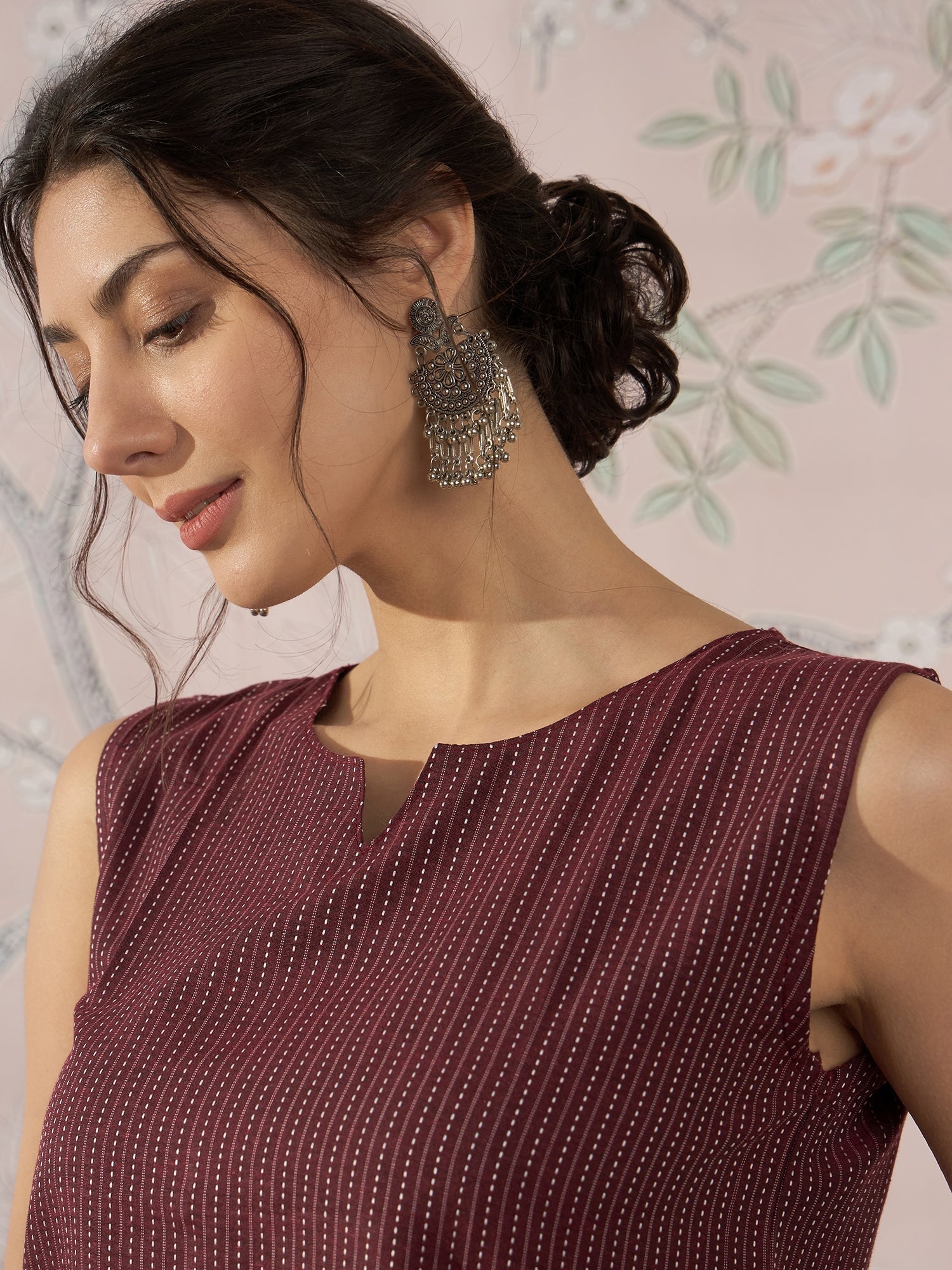 InWeave Wine Kantha W/S Top - Swadesiicart