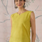 InWeave Light Yellow Kantha W/S Top - Swadesiicart
