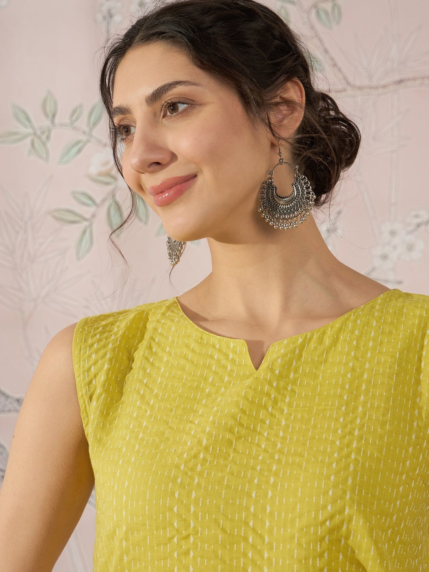InWeave Light Yellow Kantha W/S Top - Swadesiicart