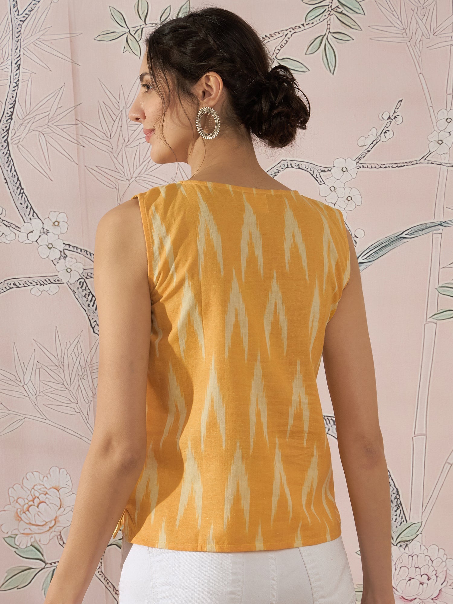InWeave Yellow Ikkat W/S Top - Swadesiicart