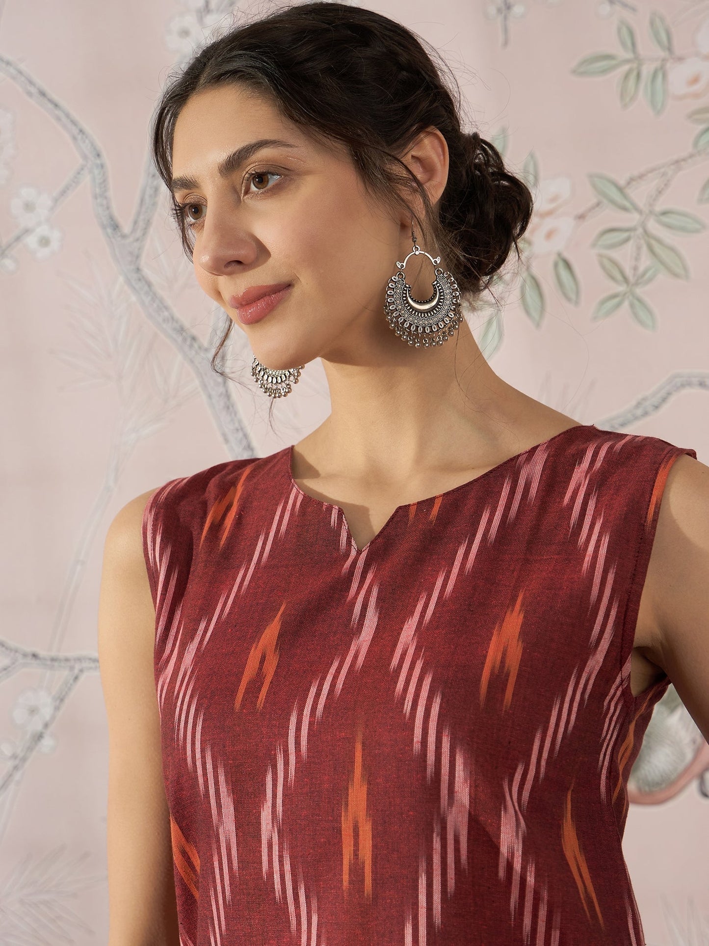 InWeave Rust Ikkat W/S Top - Swadesiicart