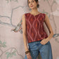 InWeave Rust Ikkat W/S Top - Swadesiicart