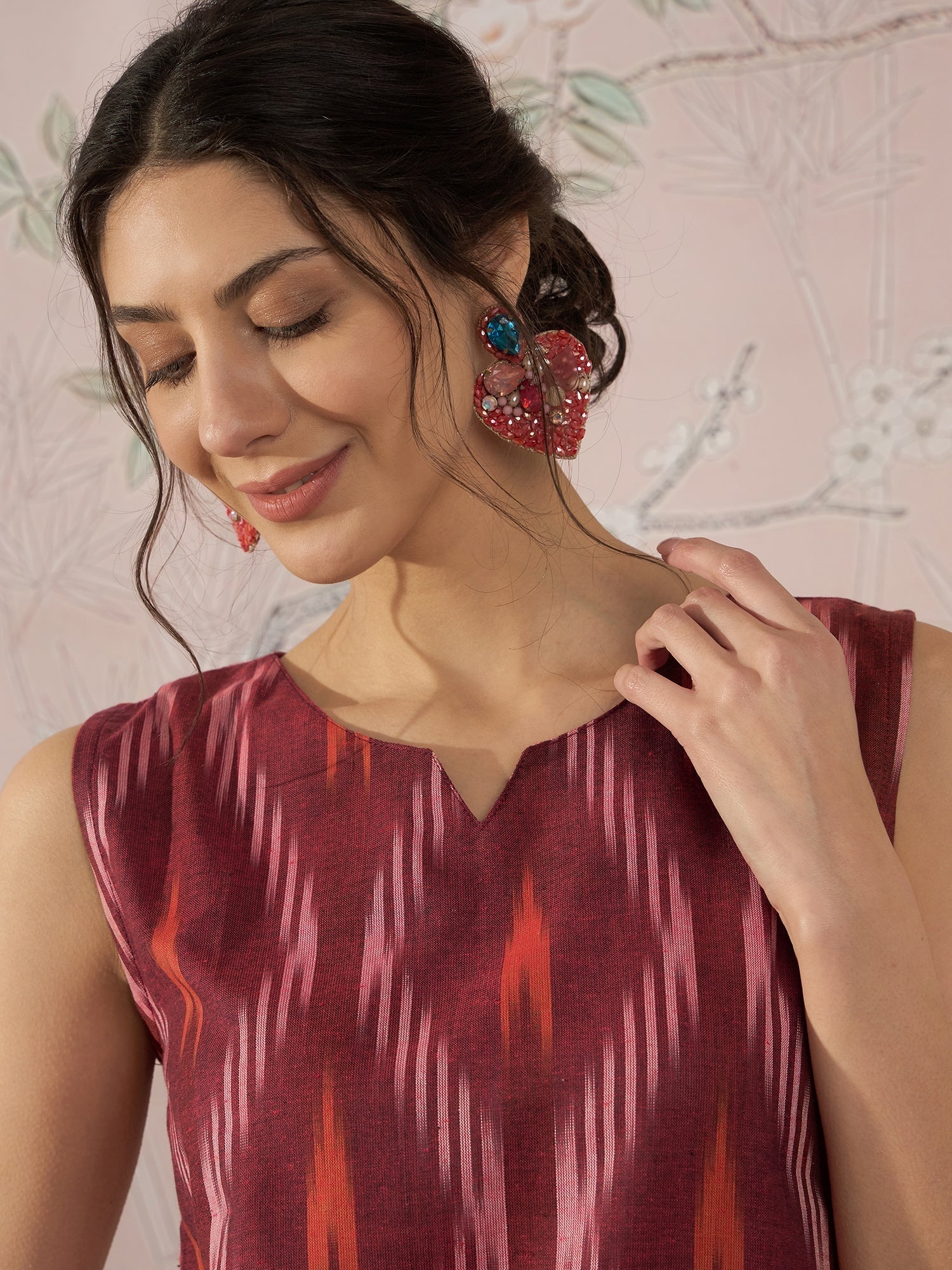 InWeave Rust Ikkat W/S Top - Swadesiicart