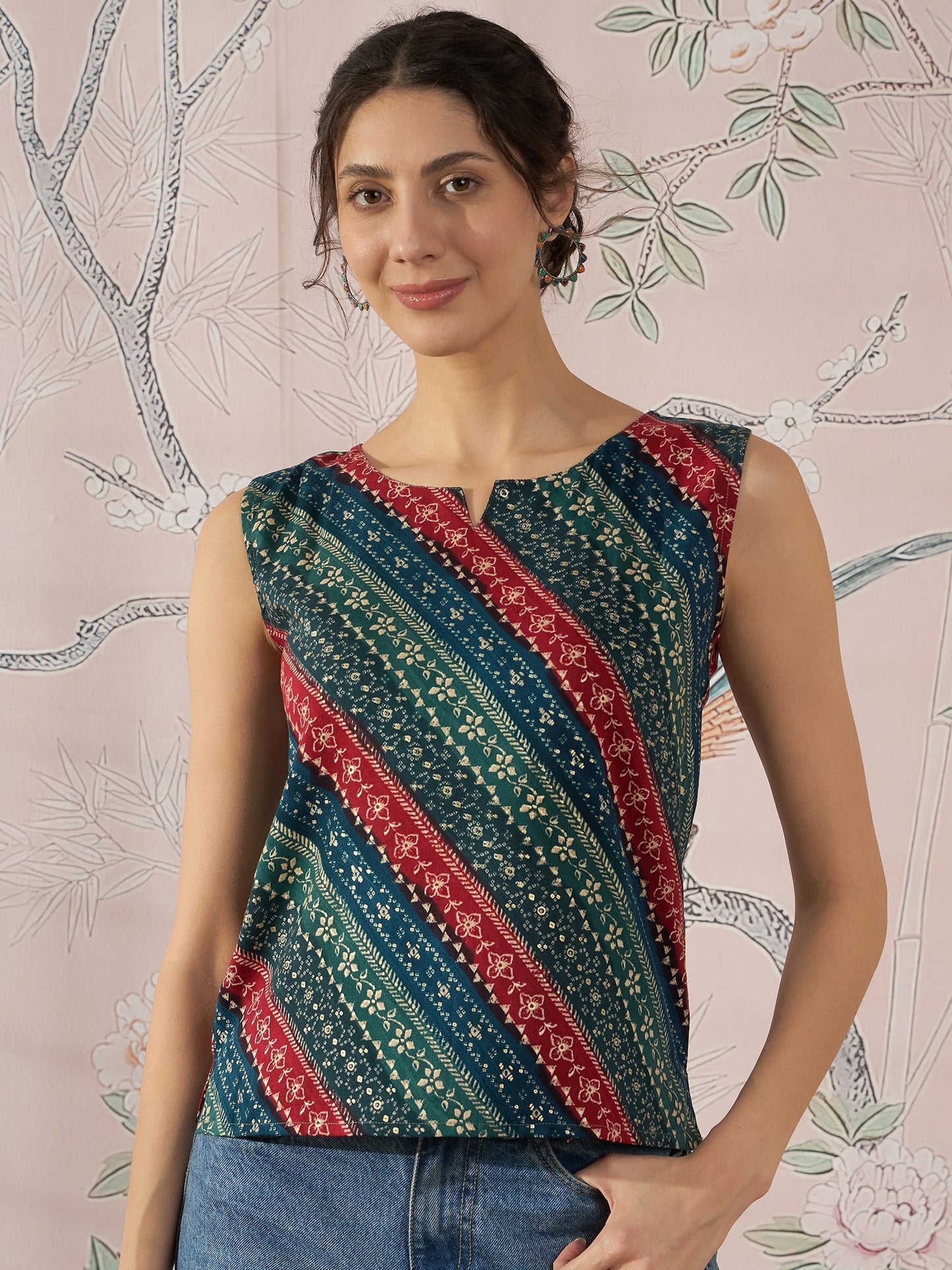 InWeave Teal Hunter Batik W/S Top - Swadesiicart