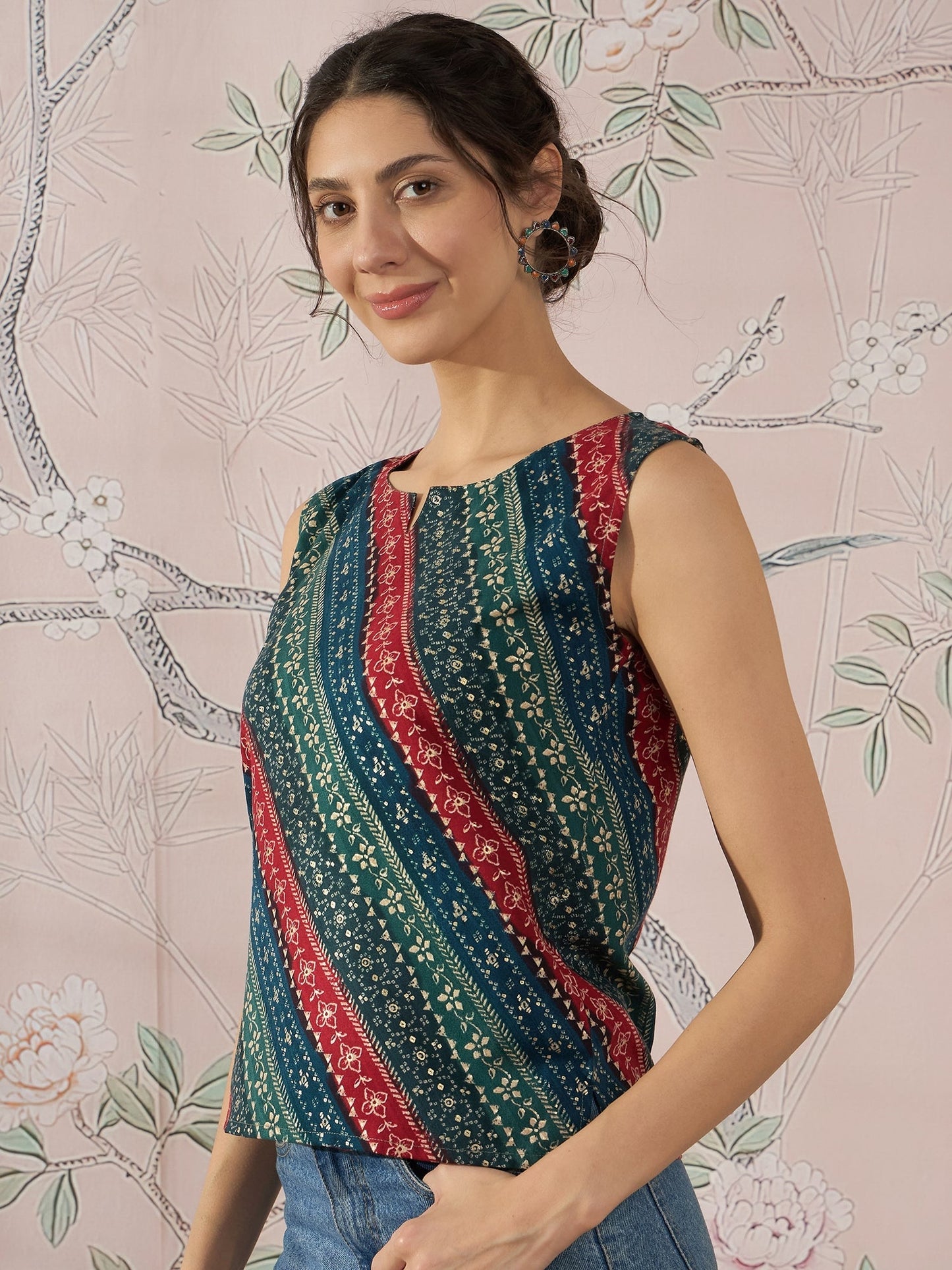 InWeave Teal Hunter Batik W/S Top - Swadesiicart