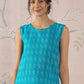 InWeave Cyan Blue Ikkat Kantha W/S Top - Swadesiicart