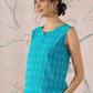 InWeave Cyan Blue Ikkat Kantha W/S Top - Swadesiicart
