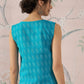 InWeave Cyan Blue Ikkat Kantha W/S Top - Swadesiicart