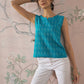 InWeave Cyan Blue Ikkat Kantha W/S Top - Swadesiicart