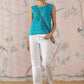 InWeave Cyan Blue Ikkat Kantha W/S Top - Swadesiicart