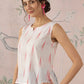 InWeave White Red Ikkat W/S Top - Swadesiicart