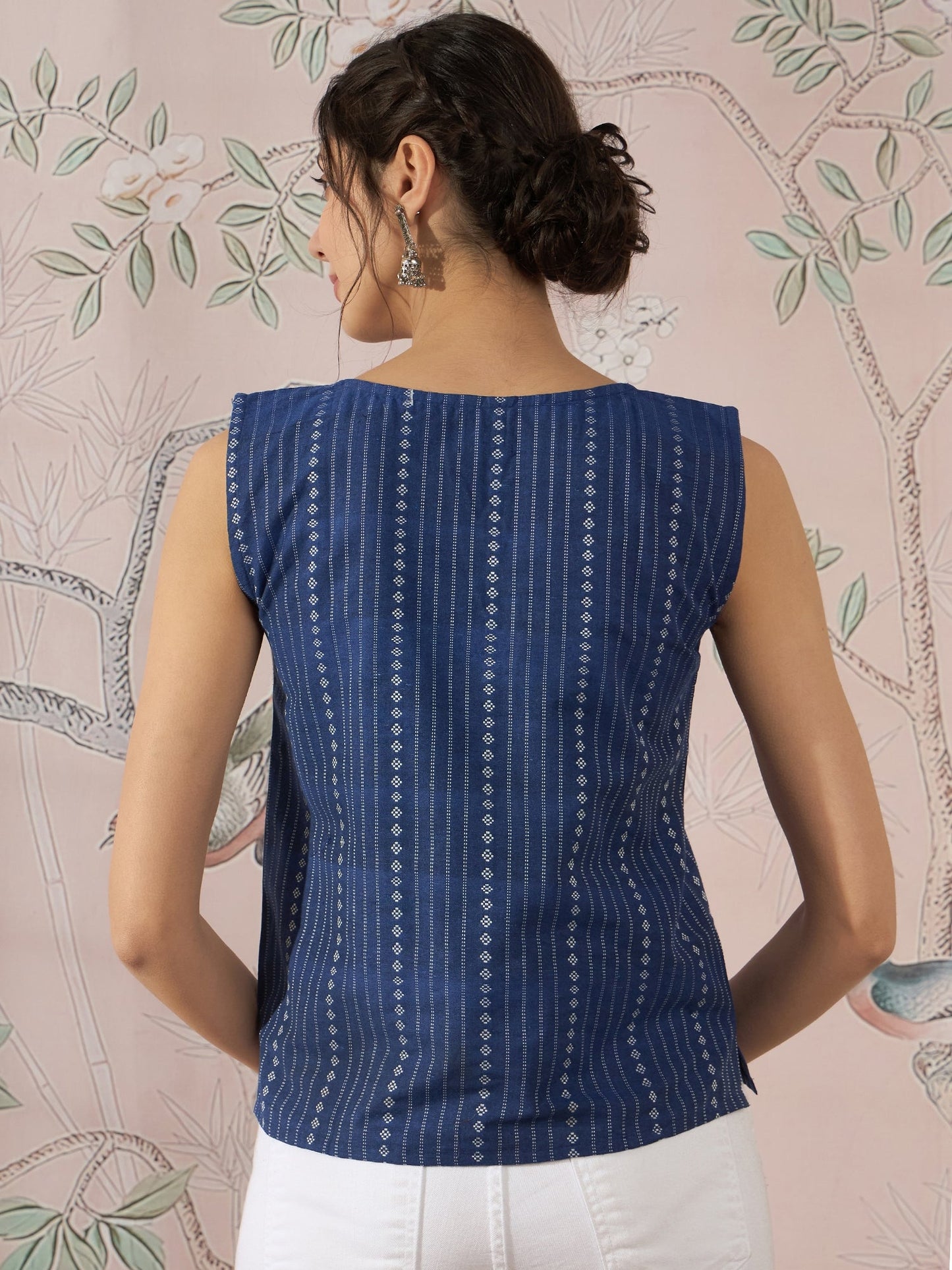 InWeave Indigo Striped Kantha W/S Top - Swadesiicart