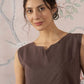 InWeave Dark Brown Kantha W/S Top - Swadesiicart