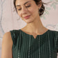 InWeave Green Striped Kantha W/S Top - Swadesiicart