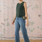 InWeave Green Striped Kantha W/S Top - Swadesiicart