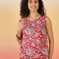 InWeave Red White Block Print W/S Top - Swadesiicart