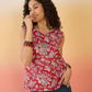 InWeave Red White Block Print W/S Top - Swadesiicart