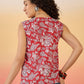 InWeave Red White Block Print W/S Top - Swadesiicart