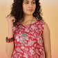 InWeave Red White Block Print W/S Top - Swadesiicart