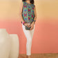 InWeave Teal Red Floral Block Print W/S Top - Swadesiicart