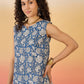 InWeave Blue White Block Print W/S Top - Swadesiicart