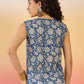InWeave Blue White Block Print W/S Top - Swadesiicart