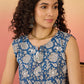 InWeave Blue White Block Print W/S Top - Swadesiicart