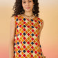 InWeave Mustard Multi Check Foil W/S Top - Swadesiicart