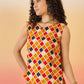 InWeave Mustard Multi Check Foil W/S Top - Swadesiicart