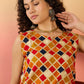 InWeave Mustard Multi Check Foil W/S Top - Swadesiicart