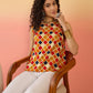 InWeave Mustard Multi Check Foil W/S Top - Swadesiicart