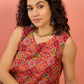 InWeave Red Round Multi Foil W/S Top - Swadesiicart